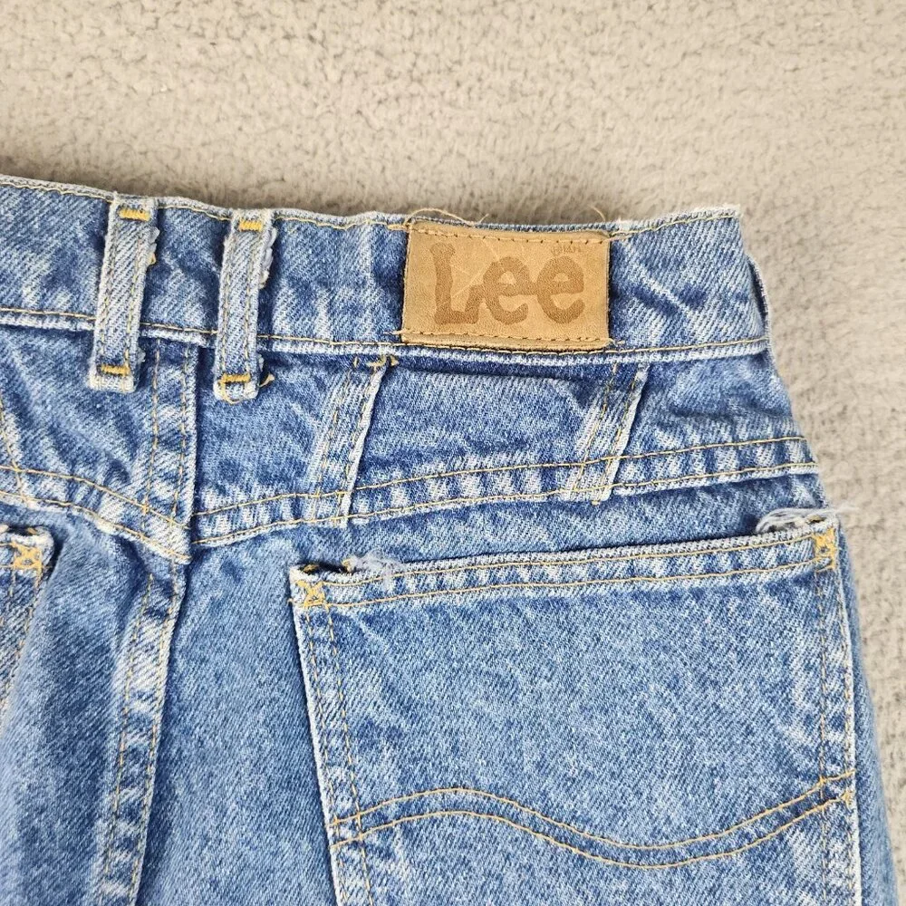 Vintage High Waist Mom Jeans Women's 24x30 (8M) Curvy Straight Tapered Stonewash